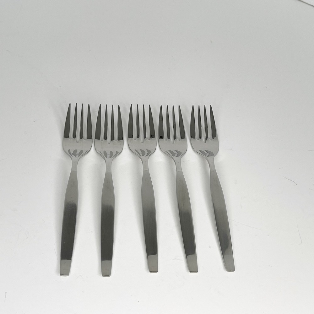 Oneida FROSTFIRE Stainless Steel Flatware Lot of 5 Salad Forks 6.5"